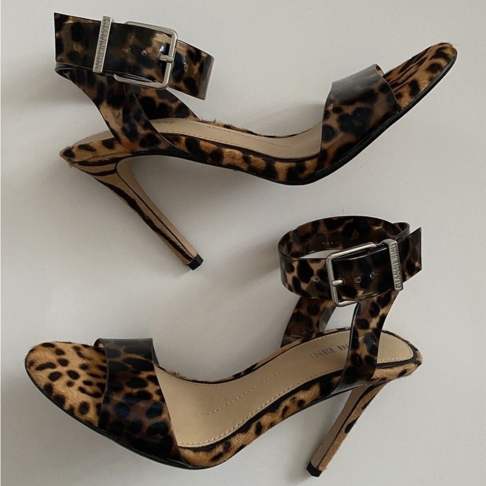 Gianni Bini Leopard Print Ankle Strap Heels